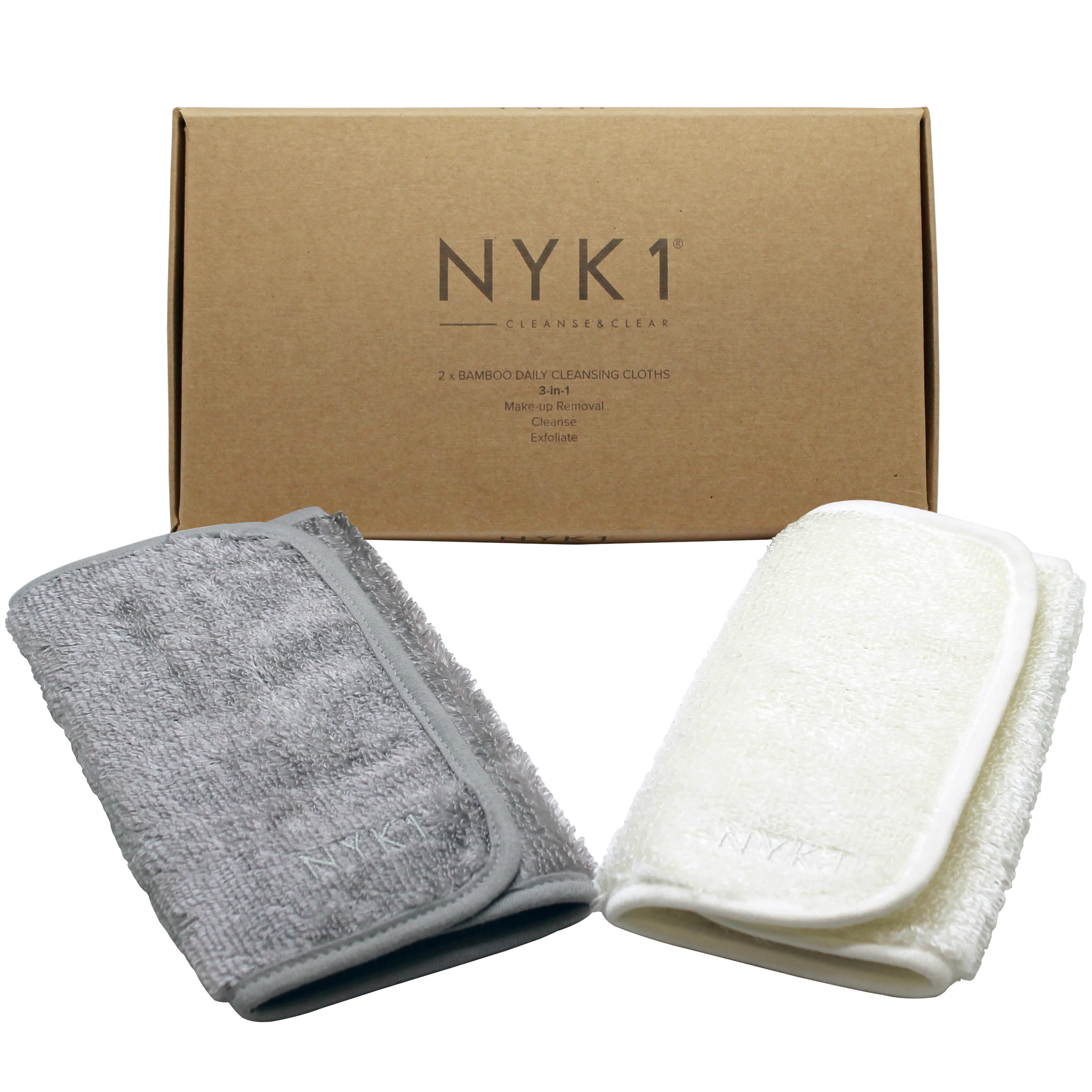 NYK1 Bamboo Face Cloth Flannels Pack of 2 Makeup Remover Washcloth - Image 3