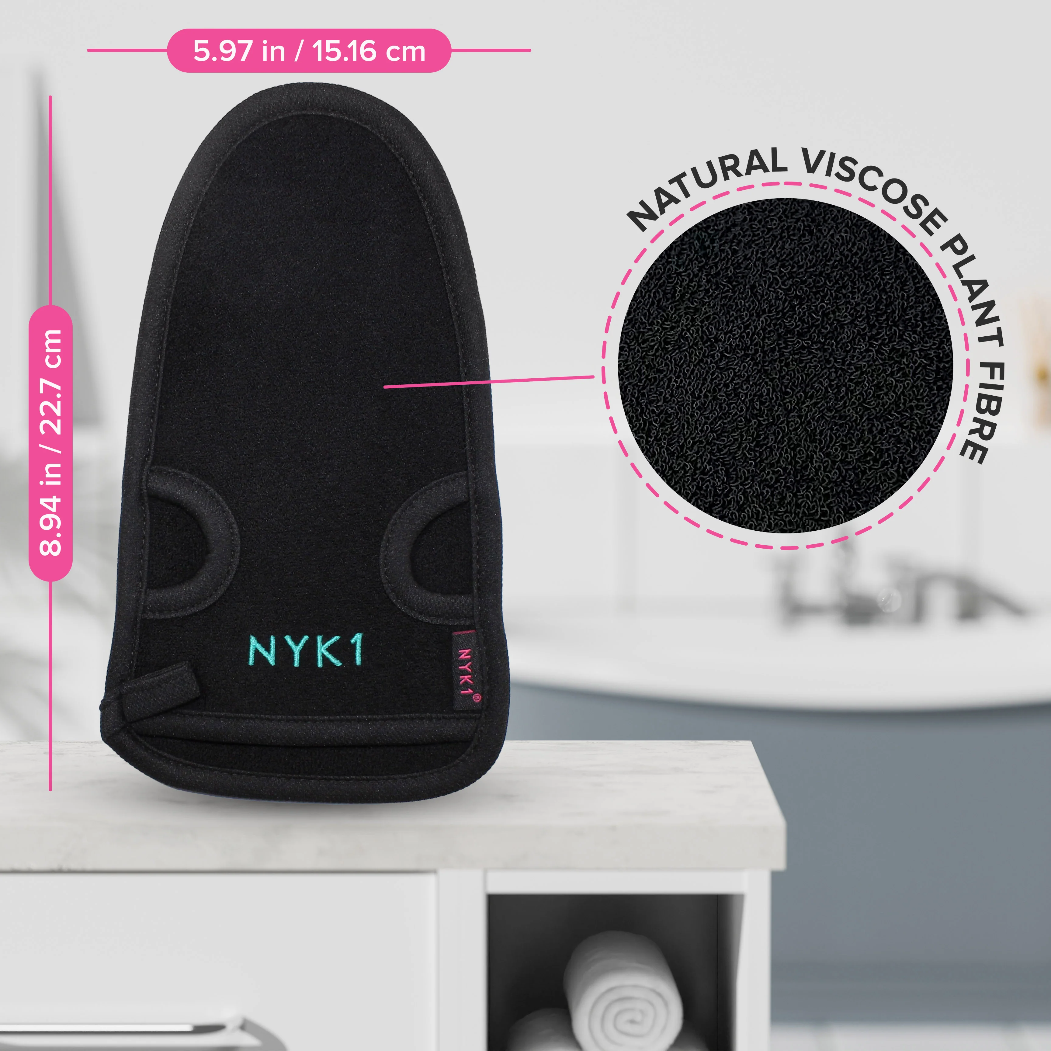 NYK1 Exfolimitt Spa Mitt (Black / Pink) - Image 8