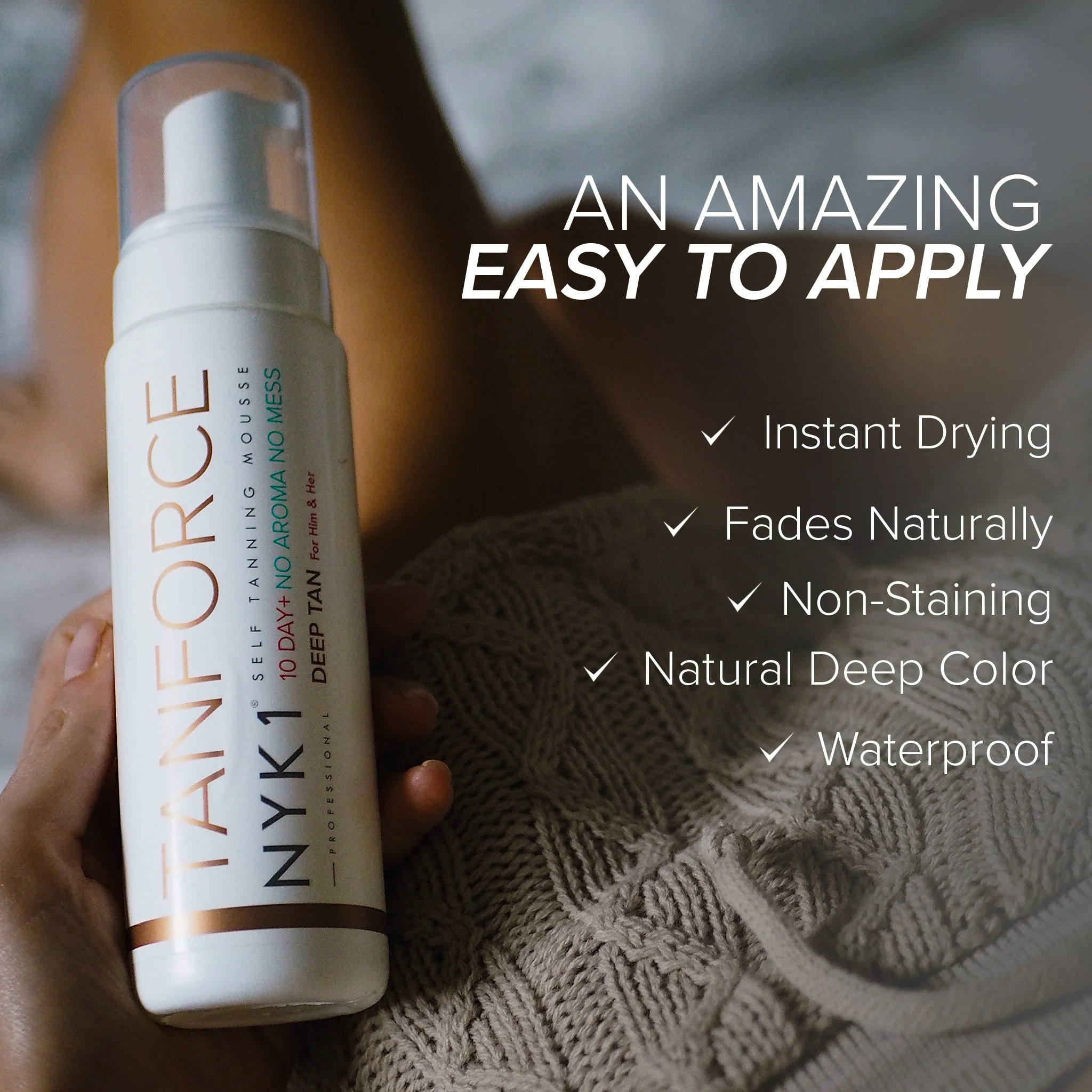 NYK1 TanForce Tan Invisible Body and Face Tanning Foam Mousse - Image 10